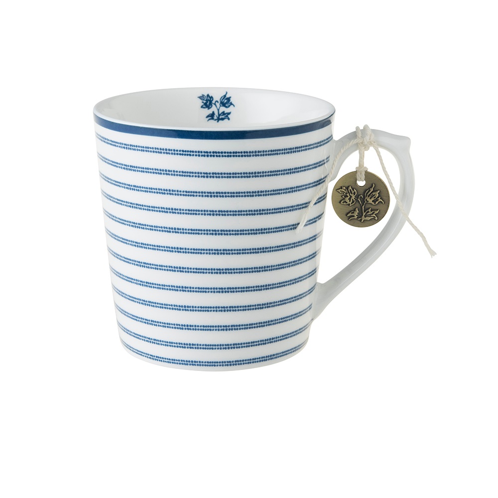 Κούπα Πορσελάνης 320ml 12x8,8xH8,9cm Λευκή – Μπλε Candy Stripe Blueprint Laura Ashley LA178240 - 1