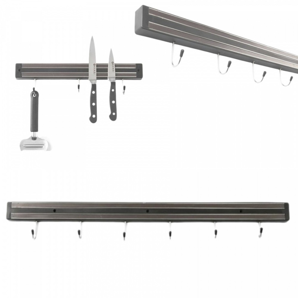 Επιτοίχιος Μαγνήτης Μαχαιριών 60cm Με 6 Άγκιστρα 820407 Hendi 30.40688 - 2