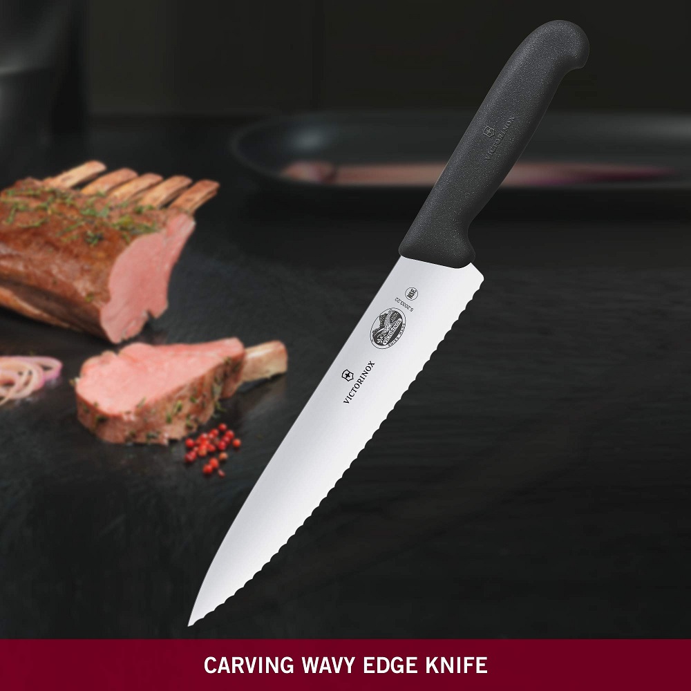Μαχαίρι Chef Οδοντωτό 22cm Μαύρη Λαβή Fibrox Victorinox 5.2033.22 - 2