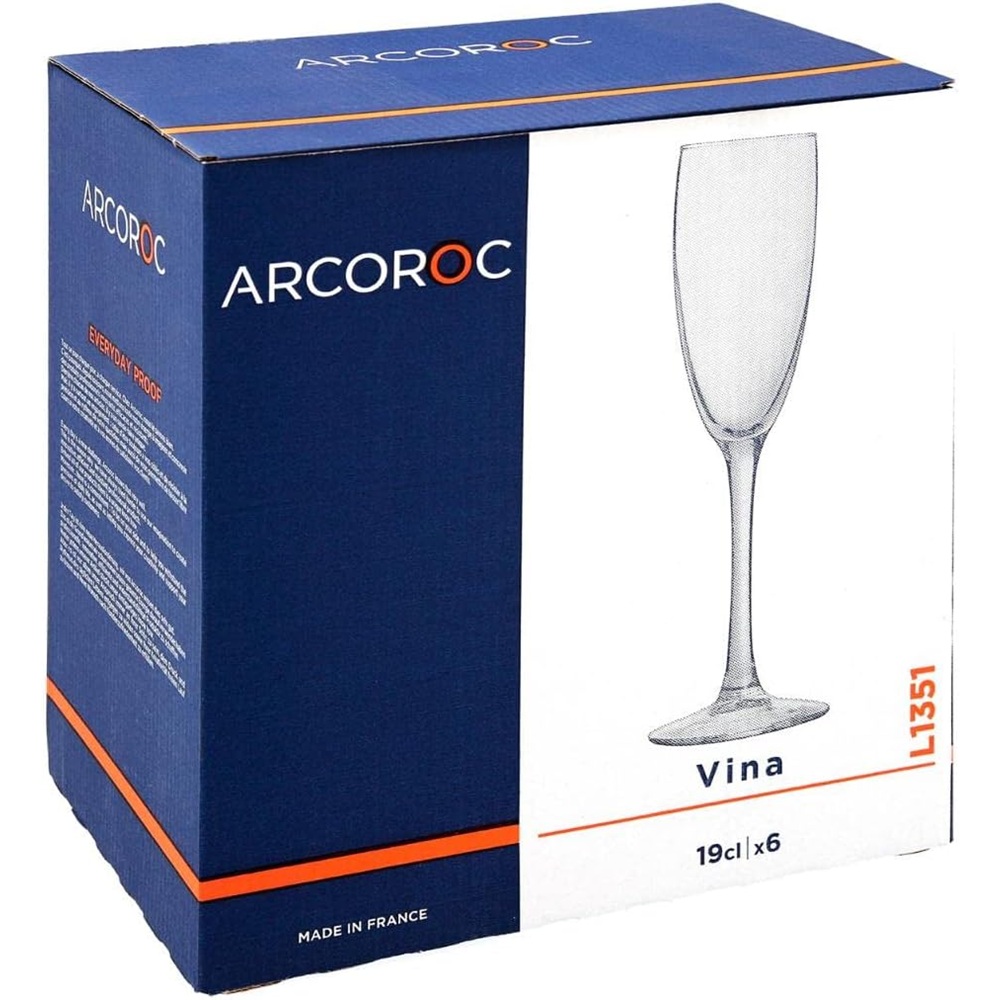Ποτήρι Σαμπάνιας Flute Γυάλινο Vina 19cl Arcoroc L1351 0592567 - 4