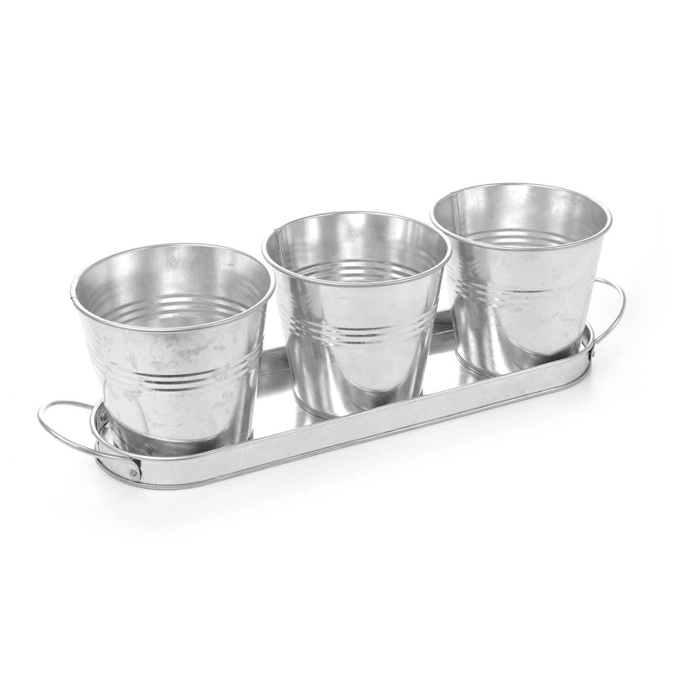 Σετ 3 Κουβαδάκια Με Δίσκο Γαλβανιζέ 41,5x13xH12,5cm 425961 Hendi 30.41547 - 1