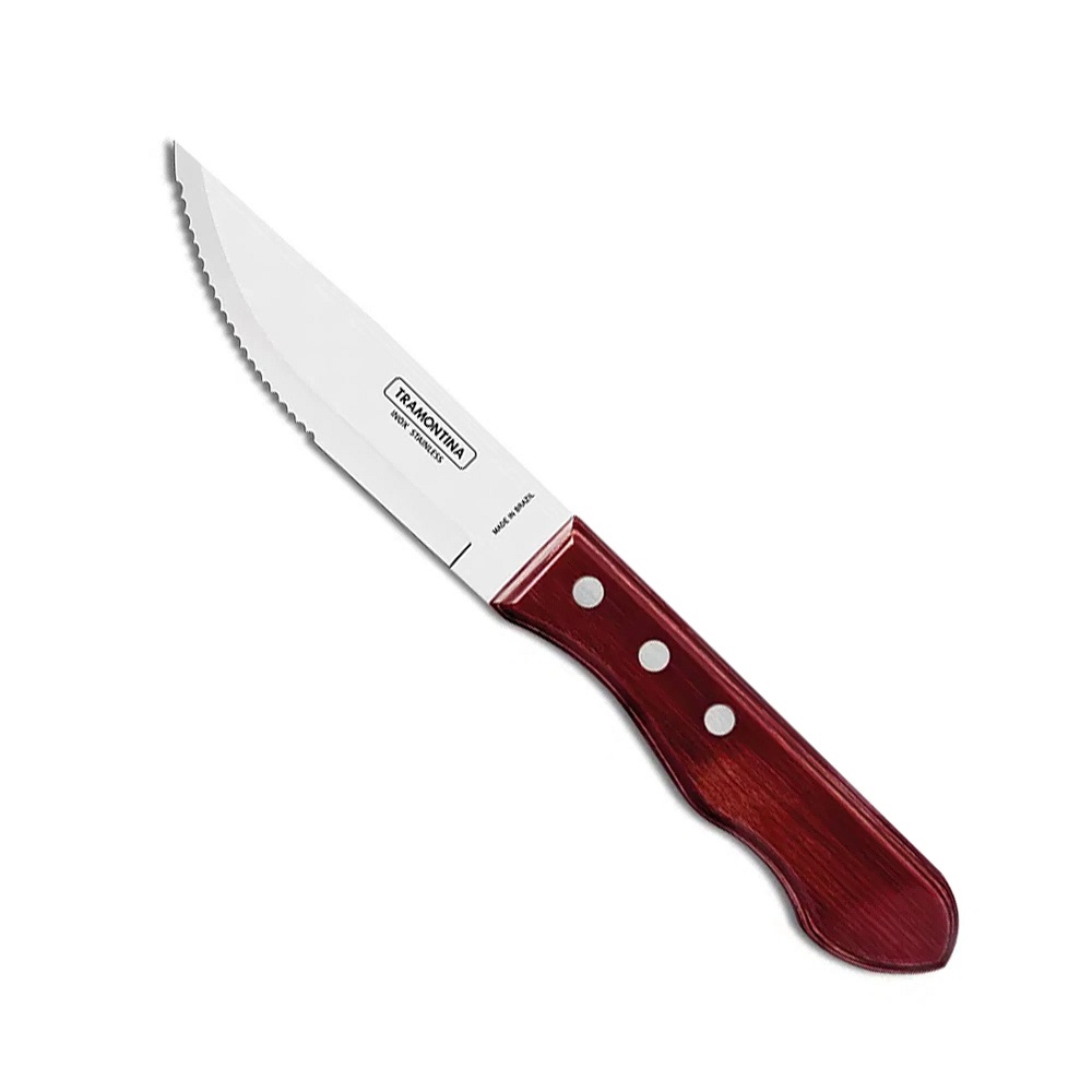Μαχαίρι Steak Jumbo Οδοντωτό 25cm Ξύλινη Λαβή Churrasco Tramontina 96.33010 - 1