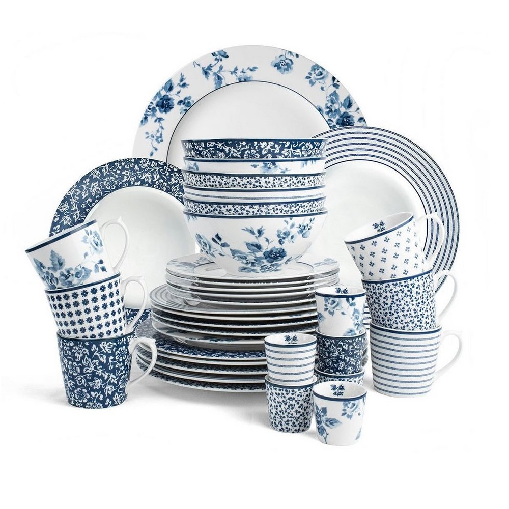 Κούπα Χωρίς Χεράκι Πορσελάνης 270ml Λευκή – Μπλε China Rose Blueprint Laura Ashley LA179914 - 3