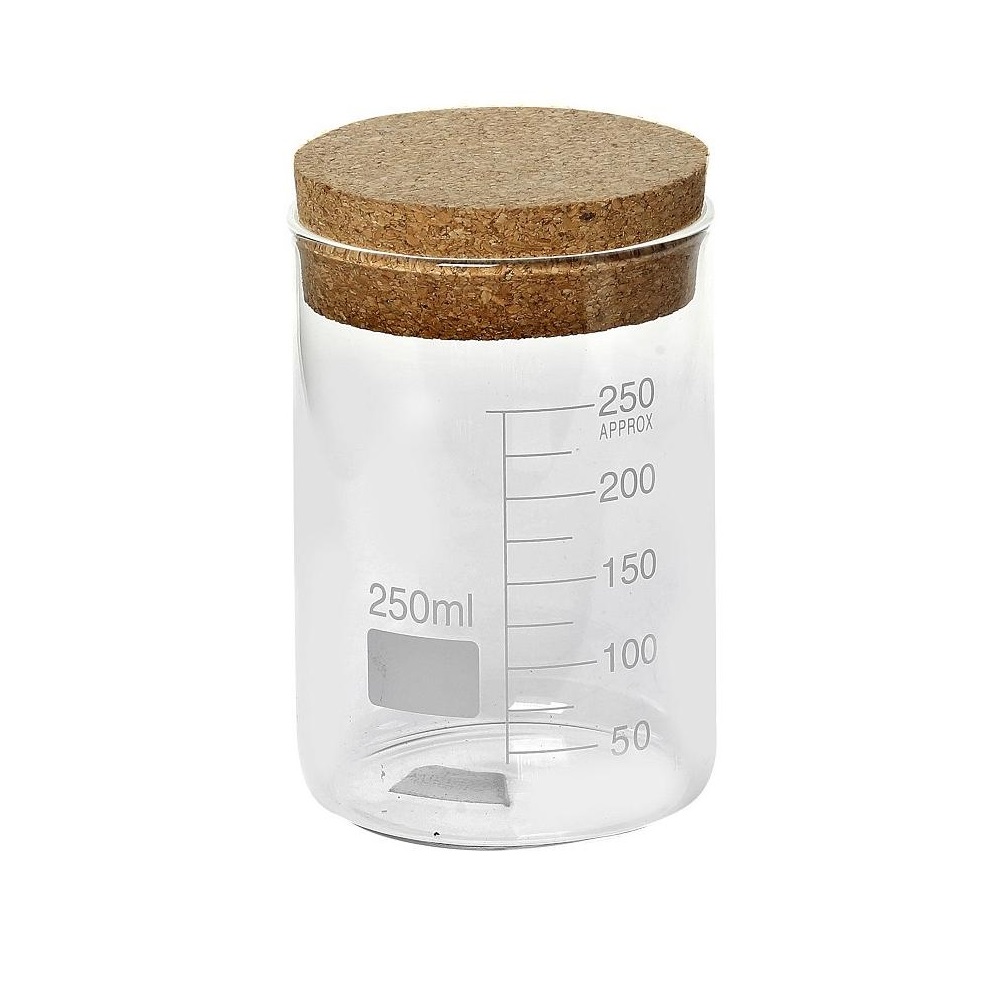 Δοχείο Δοσομετρητής Γυάλινο 150ml Με Καπάκι Φελλό Φ6xH9cm Modern Espiel LOR615 - 