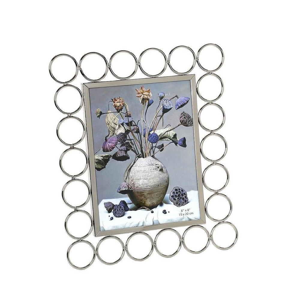 Κορνίζα Μεταλλική 13x18cm Ασημί 22x1,5xH27cm Δαχτυλίδια Luxe Espiel FAM202 - 