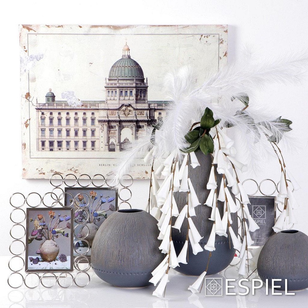 Κορνίζα Μεταλλική 13x18cm Ασημί 22x1,5xH27cm Δαχτυλίδια Luxe Espiel FAM202 - 3