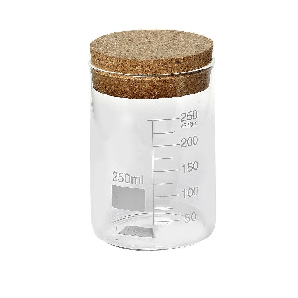 Δοχείο Δοσομετρητής Γυάλινο 250ml Με Καπάκι Φελλό Φ7xH11cm Modern Espiel LOR614 - 1