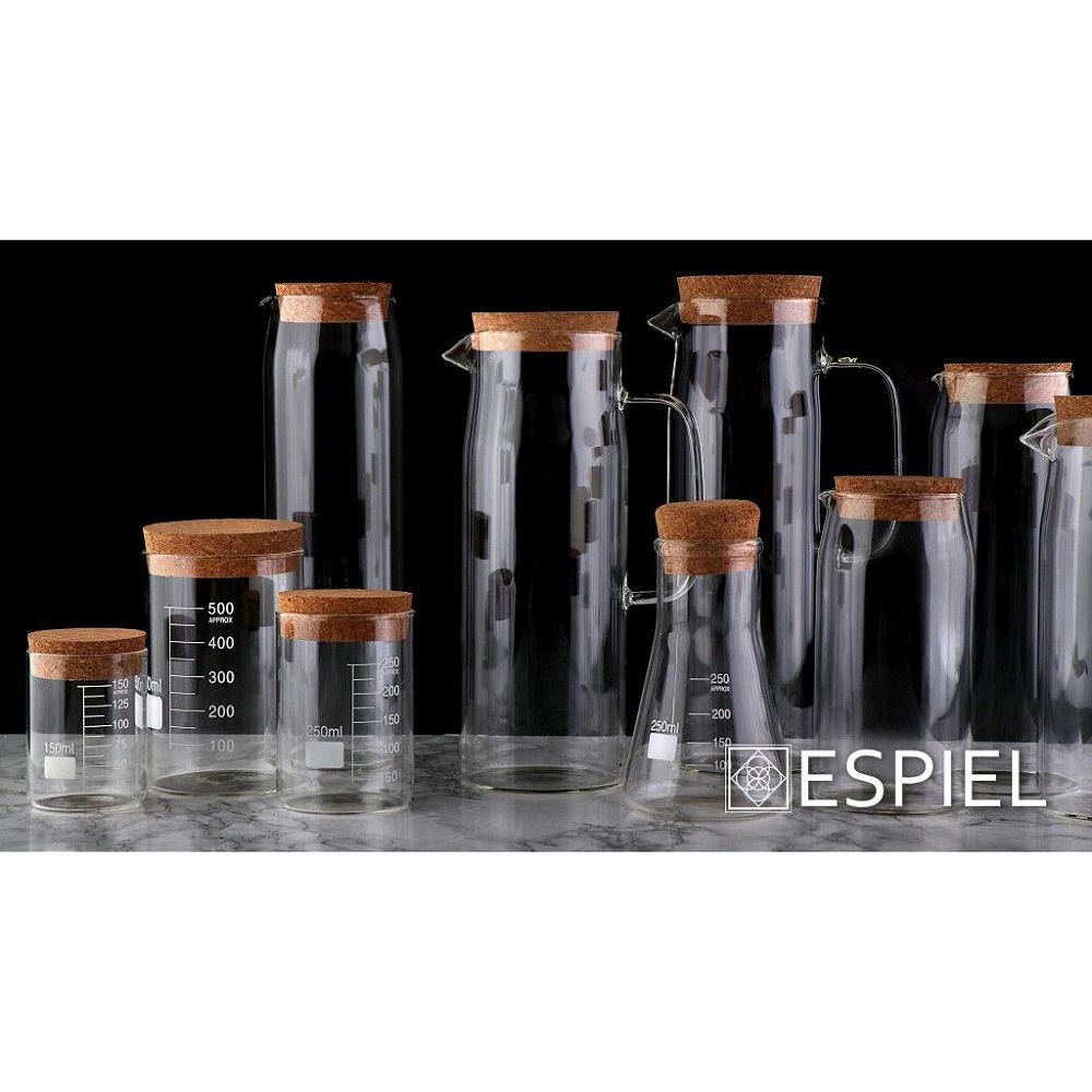 Δοχείο Δοσομετρητής Γυάλινο 250ml Με Καπάκι Φελλό Φ7xH11cm Modern Espiel LOR614 - 3