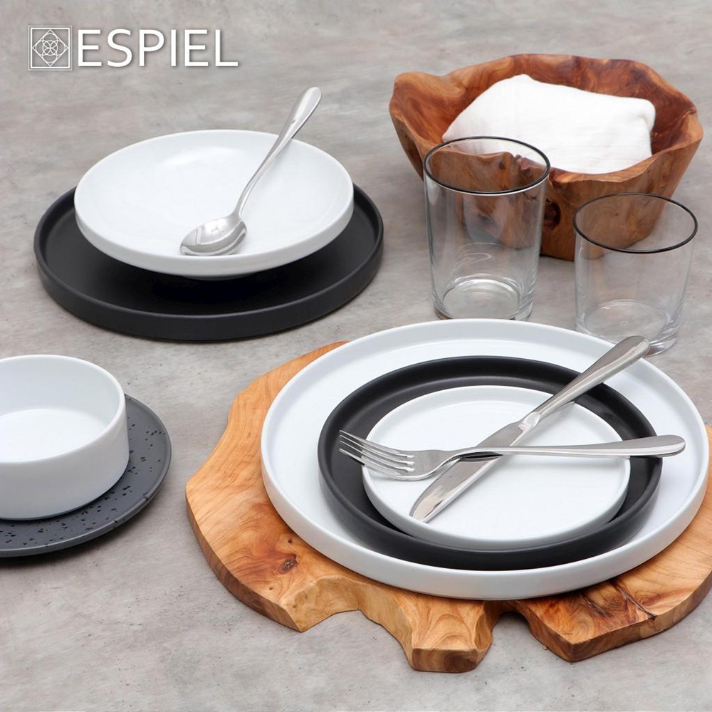 Πιάτο Πορσελάνης Ρηχό Step Φ26xH1,5cm Terra Matt Black Espiel TLM131 - 2