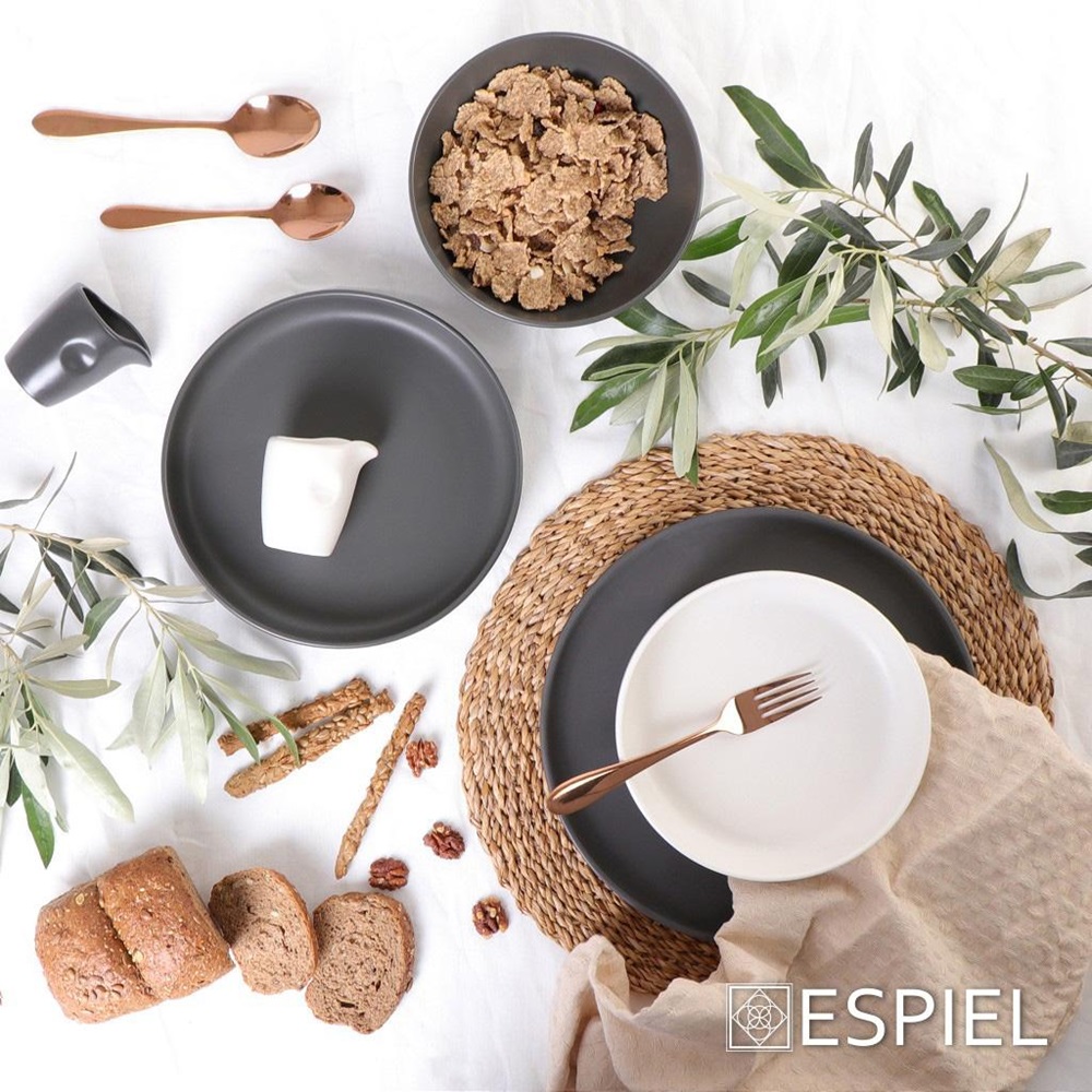 Πιάτο Πορσελάνης Ρηχό Step Φ26xH1,5cm Terra Matt Black Espiel TLM131 - 4