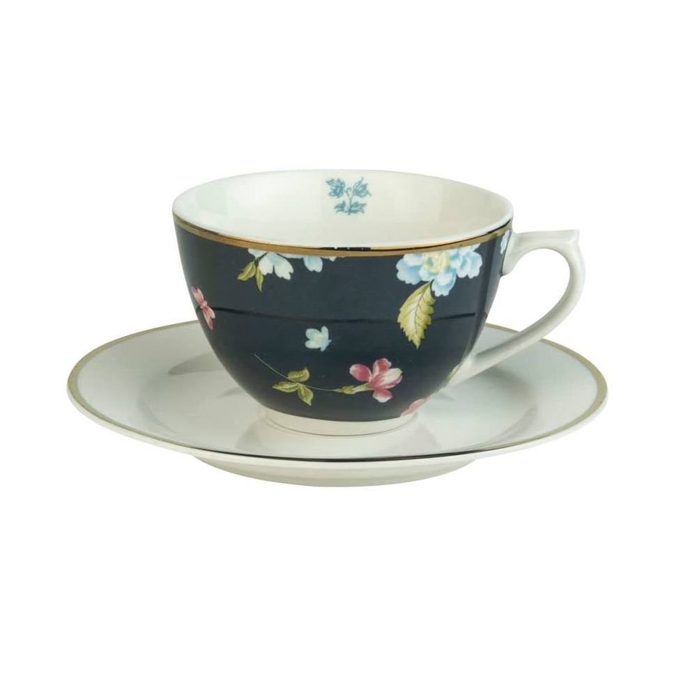Φλιτζάνι Cappuccino 260ml Με Πιατάκι Φ16cm Πορσελάνης Midnight Uni Heritage Laura Ashley LA181228 - 