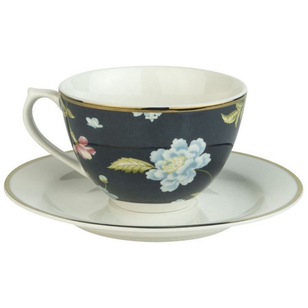 Φλιτζάνι Cappuccino 260ml Με Πιατάκι Φ16cm Πορσελάνης Midnight Uni Heritage Laura Ashley LA181228 - 2