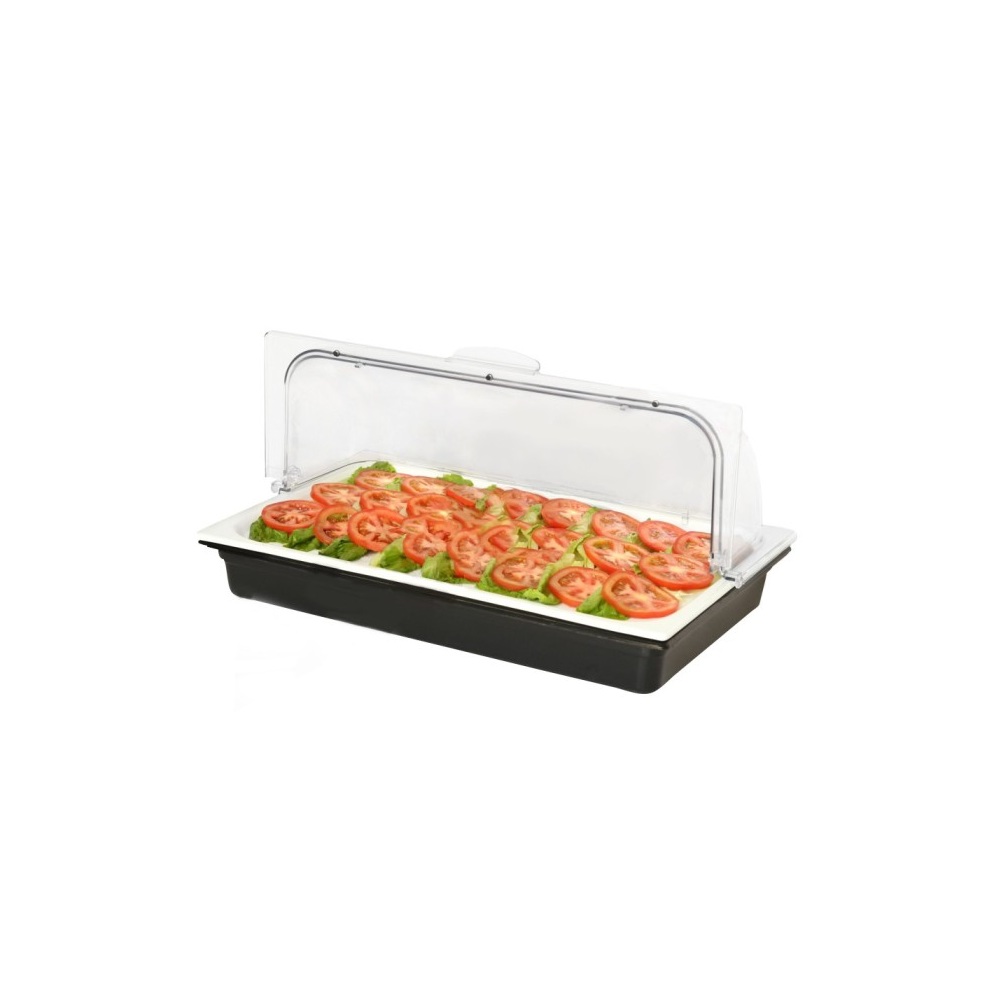 Σετ Ψυχόμενη Βιτρίνα Roll Top 1/1 GN Inox με Παγοκύστες & Καπάκι 53x33cm Sunnex X88189L2CIBT - 