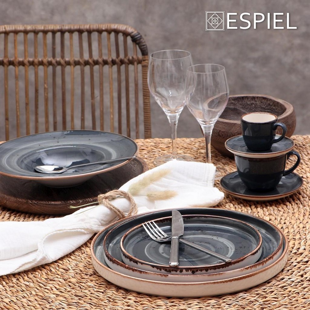 Πιάτο Σπαγγέτι Πορσελάνινο Γκρι 27x5,5cm Terra Grey Espiel TLG120 - 2