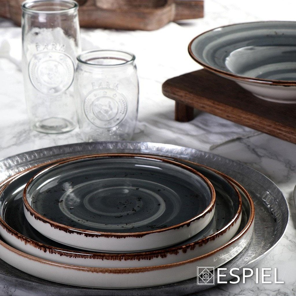 Πιάτο Σπαγγέτι Πορσελάνινο Γκρι 27x5,5cm Terra Grey Espiel TLG120 - 4