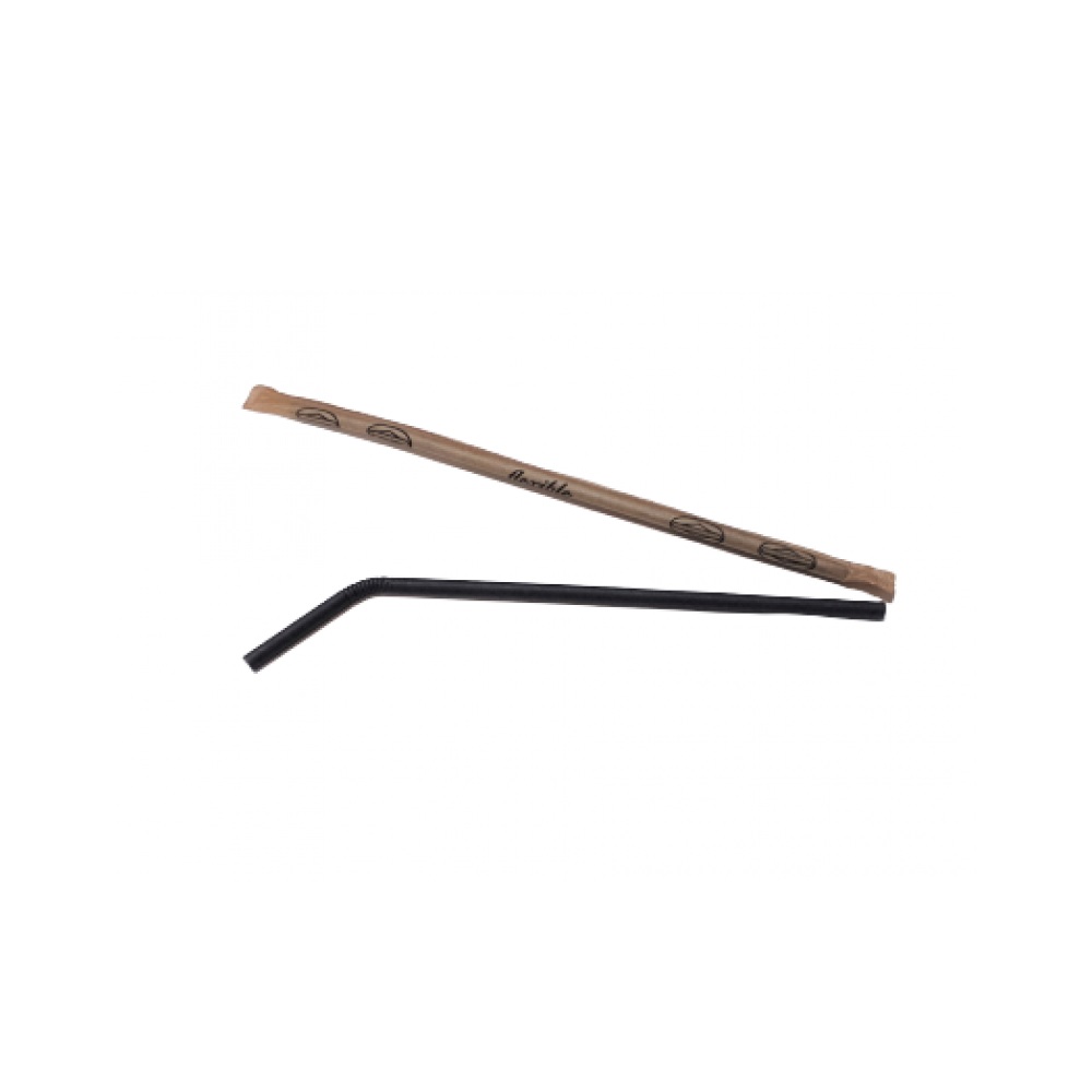 Καλαμάκια Χάρτινα Μαύρα Σπαστά Φραπέ Ø0.6x21cm Ατομικά Συσκευασμένα 500τμχ Θαλασσινός 7302 - 