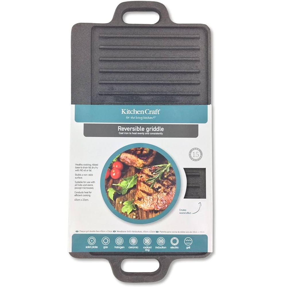 Πλάκα Ψησίματος Μαντεμένια 2 Όψεων 45x23cm KCCIGRID KitchenCraft 35.00900 - 