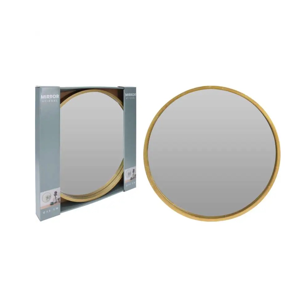 Καθρέφτης Τοίχου Στρογγυλός Με Ξύλινο Χρυσό Πλαίσιο Ø30x2,5cm Koopman C37008350 - 2