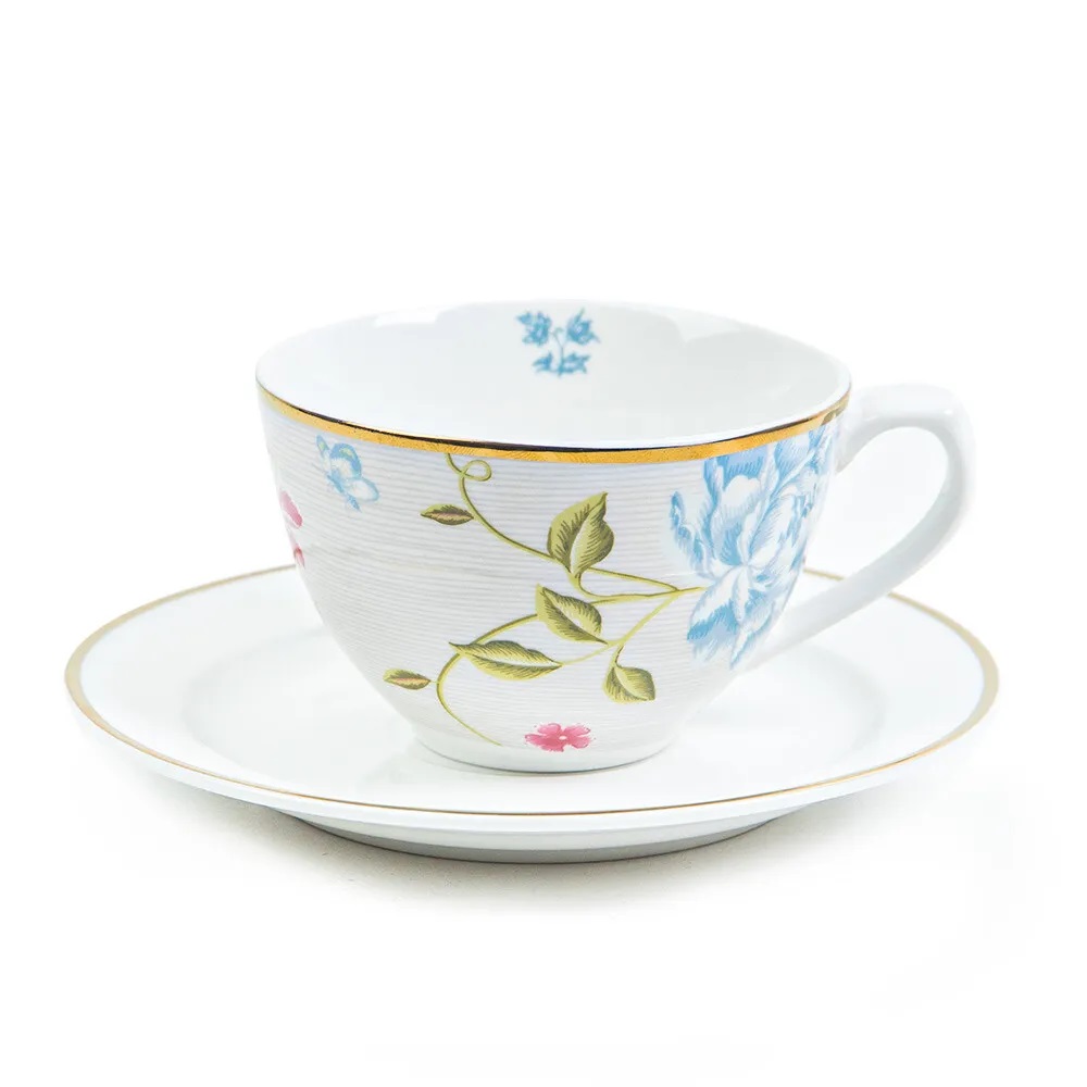 Φλιτζάνι Cappuccino 260ml Με Πιατάκι Φ16cm Πορσελάνης Cobblestone Pinstripe Heritage Laura Ashley LA181229 - 2
