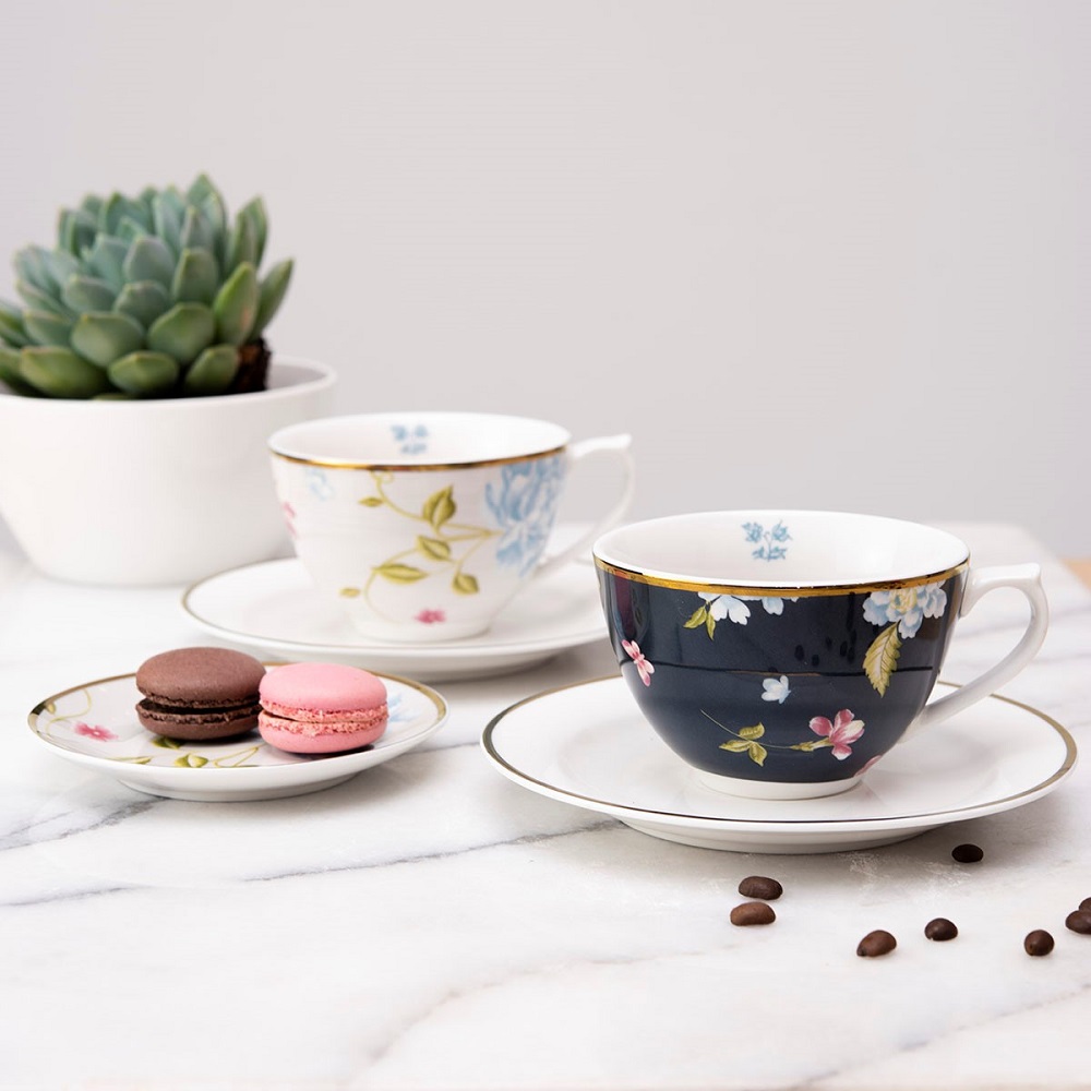 Φλιτζάνι Cappuccino 260ml Με Πιατάκι Φ16cm Πορσελάνης Cobblestone Pinstripe Heritage Laura Ashley LA181229 - 3