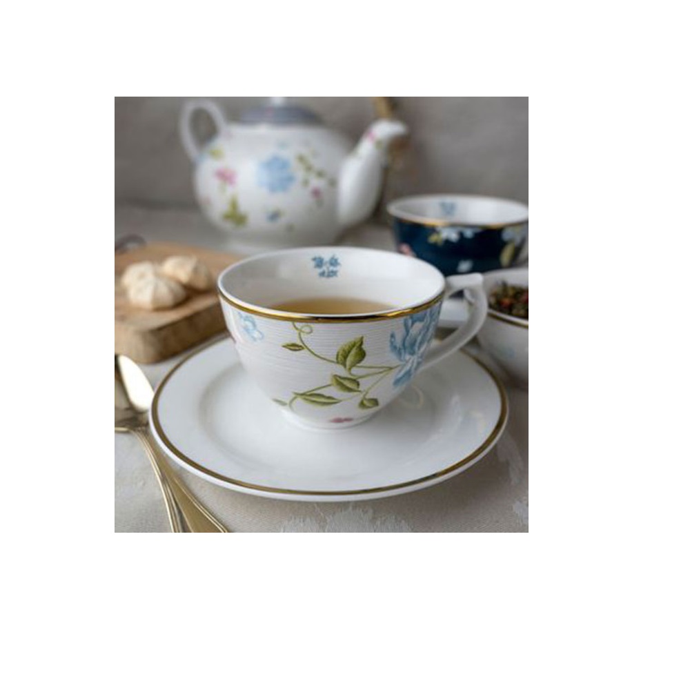 Φλιτζάνι Cappuccino 260ml Με Πιατάκι Φ16cm Πορσελάνης Cobblestone Pinstripe Heritage Laura Ashley LA181229 - 4