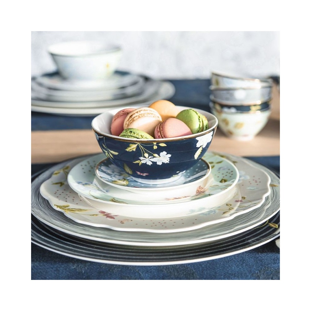 Πιάτο Φρούτου Πορσελάνης New Bone China 20×20 εκ. Laura Ashley Heritage Midnight Pinstripe Uni LA180448 - 3