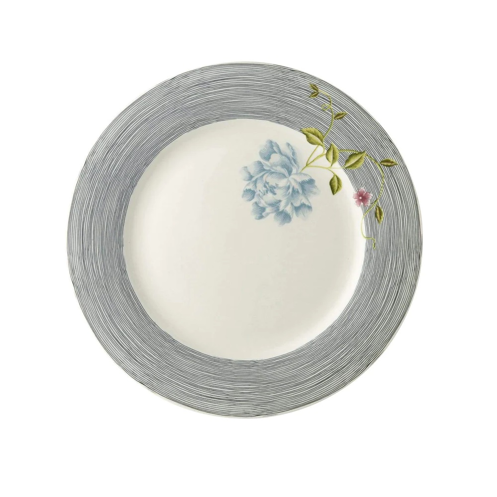 Πιάτο Ρηχό Πορσελάνης Στρογγυλό Φ26cm Midnight Pinstripe Uni Heritage Laura Ashley LA180457 - 1
