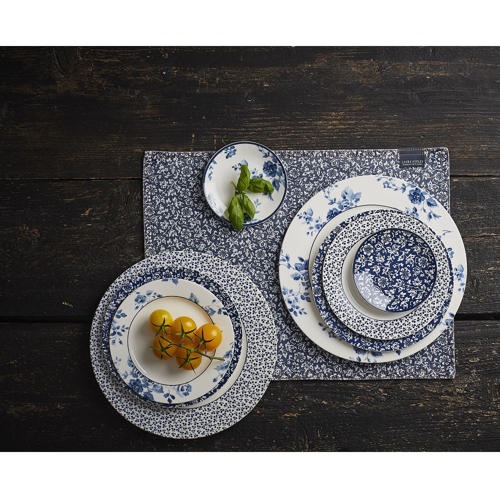 Μπολάκι Πορσελάνης Στρογγυλό Φ9xH4,7cm 150ml Άσπρο-Μπλε Floris Blueprint Laura Ashley LA179357 - 2