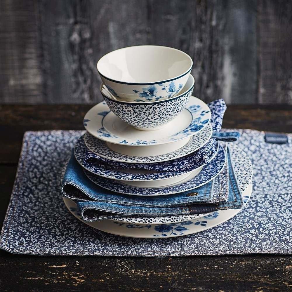 Μπολάκι Πορσελάνης Στρογγυλό Φ9xH4,7cm 150ml Άσπρο-Μπλε Floris Blueprint Laura Ashley LA179357 - 5