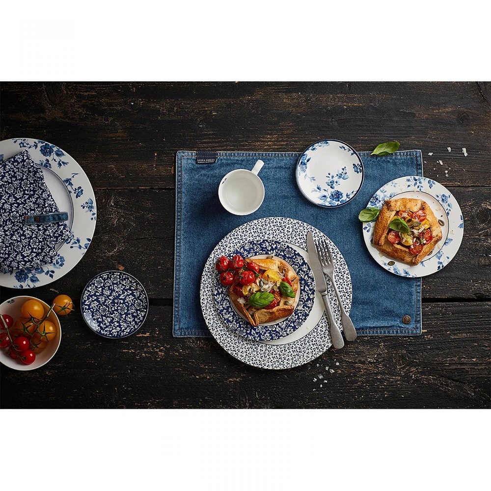 Πιάτο Ρηχό Πορσελάνης Στρογγυλό Φ30cm Άσπρο-Μπλε Sweet Alyssum Blueprint Laura Ashley LA179921 - 3