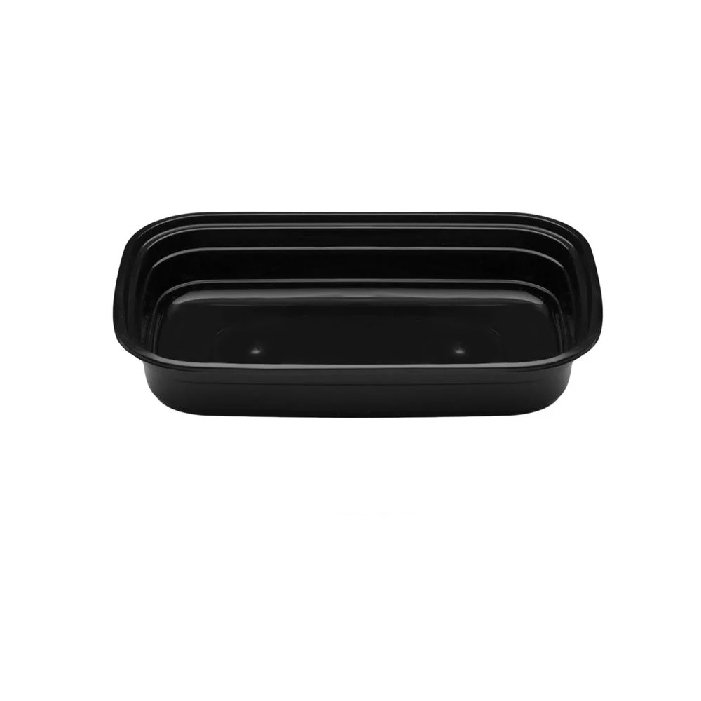 Σκεύος Φαγητού M/W PP 1000ml 21,7x14,6xH5,1cm American Style Μαύρο Με Διάφανο Καπάκι (Πακέτο 50τμχ) Intertan QM1001A - 2
