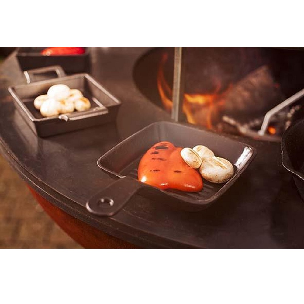 Τηγανάκι Grill Μαντεμένιο Με Ξύλινη Βάση 15x15cm 1118509 Cosy & Trendy 30.80491 - 2