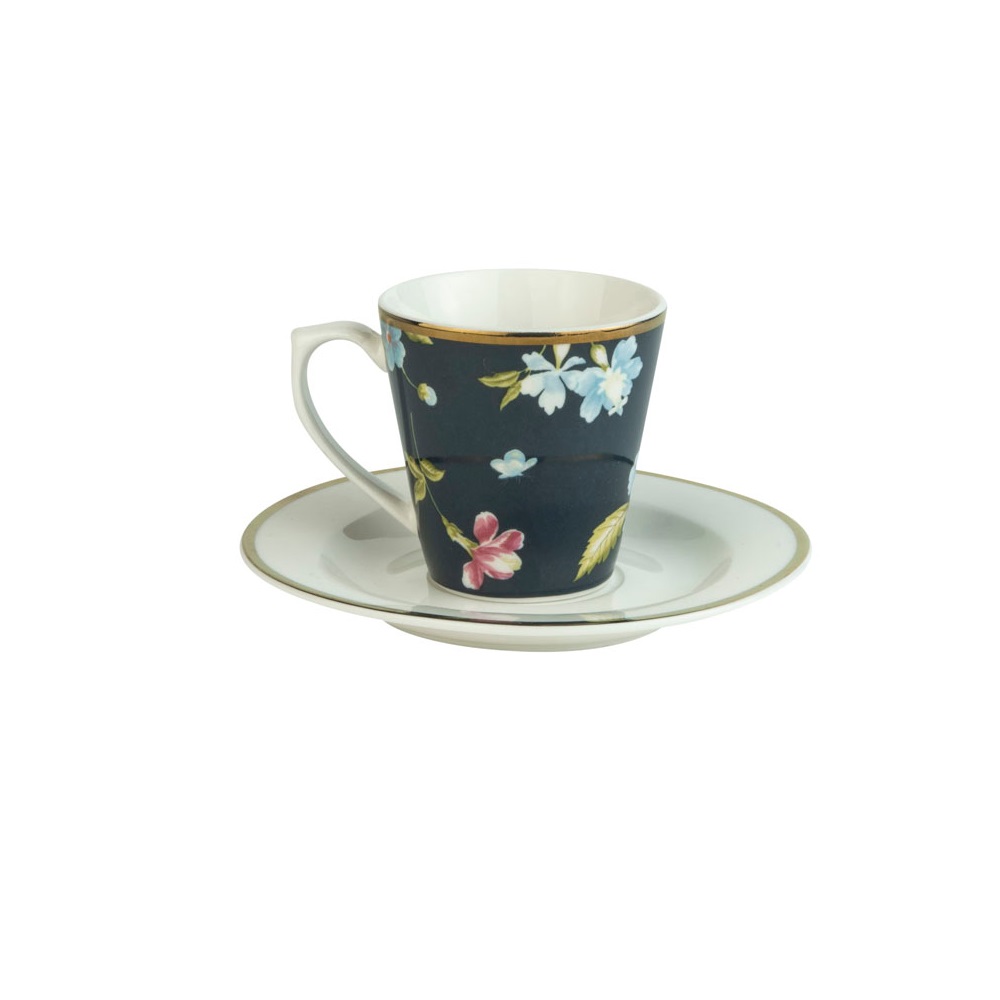 Φλιτζανάκι Espresso 90ml Με Πιατάκι Φ12cm Πορσελάνης Midnight Uni Heritage Laura Ashley LA181226 - 4
