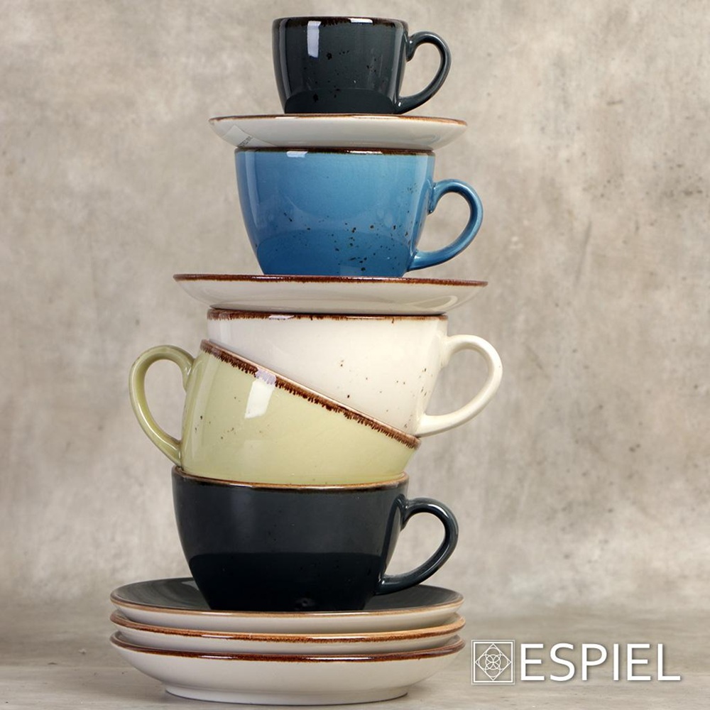 Φλιτζάνι & Πιατάκι Πορσελάνης Καπουτσίνο 220 ml - Κομψότητα με Γήινο Στυλ Terra Blue Espiel TLF111 - 4