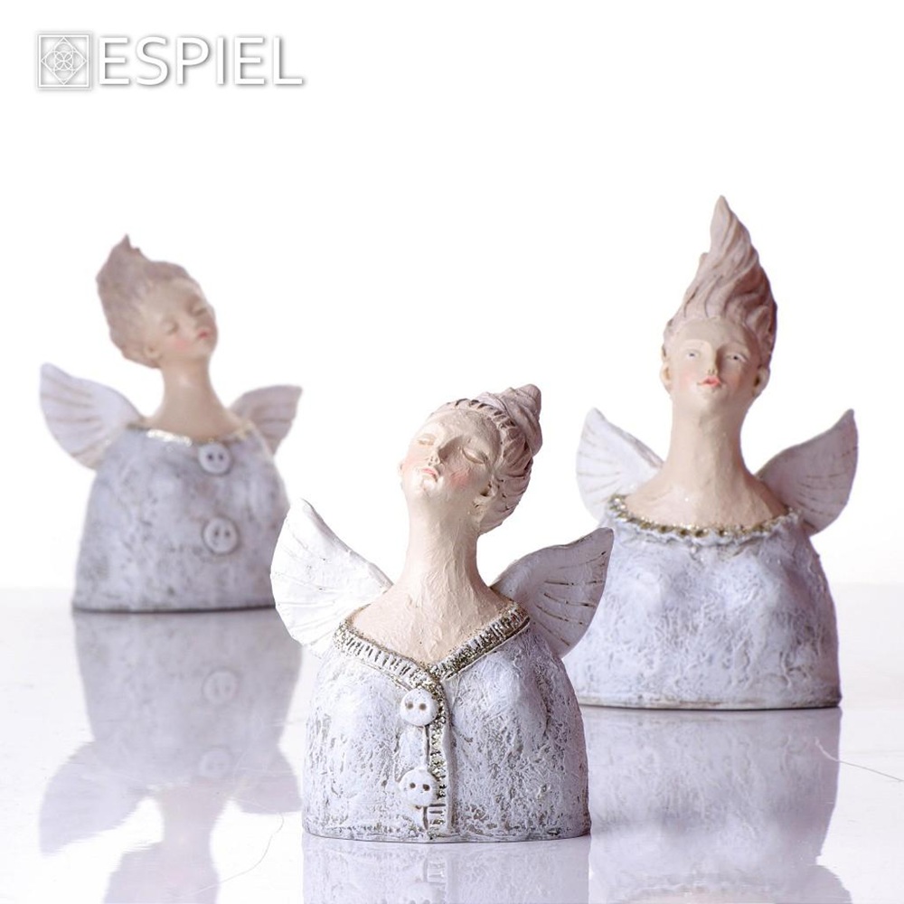 Διακοσμητική Φιγούρα Νεράιδα Πολυρεζίνη Λευκή 13,5cm ESPIEL ZAX122 - 2