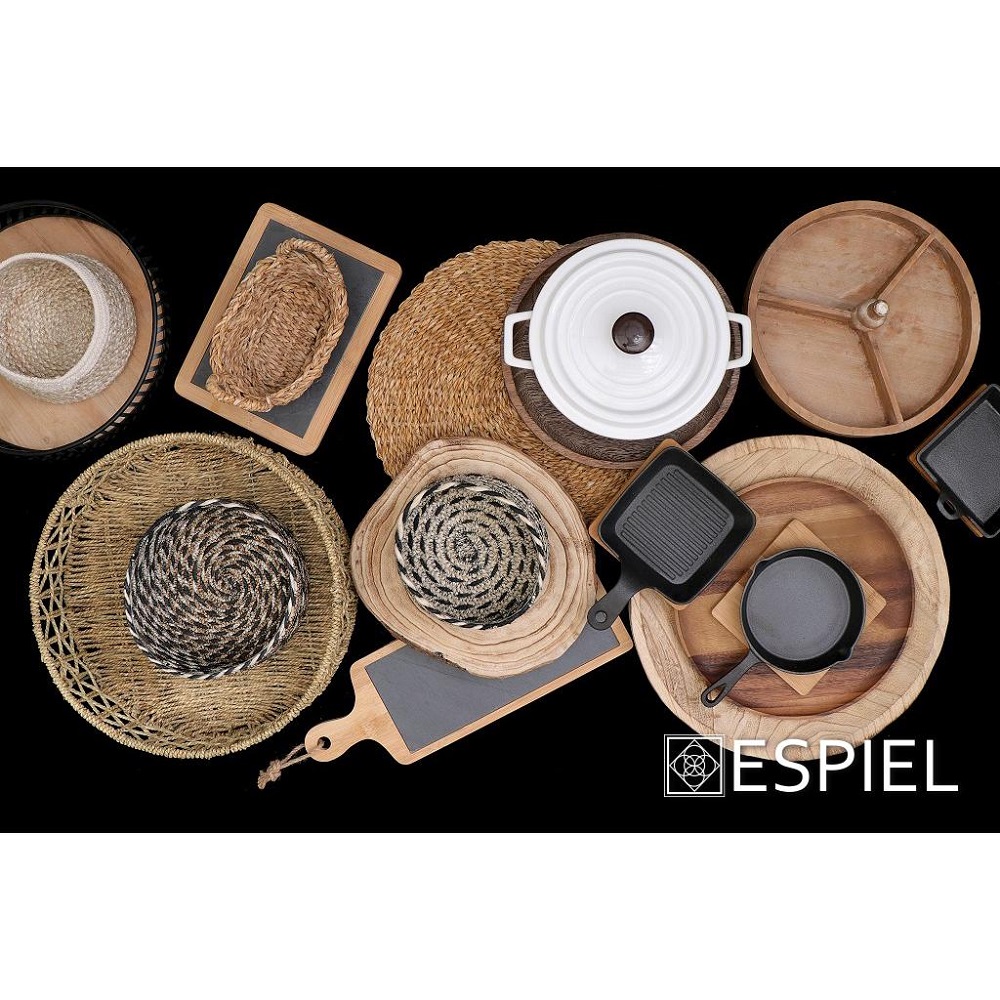 Τηγανάκι Μαντεμένιο Μαύρο 24x16xH4cm Με Βάση Bamboo Espiel SAG109 - 3