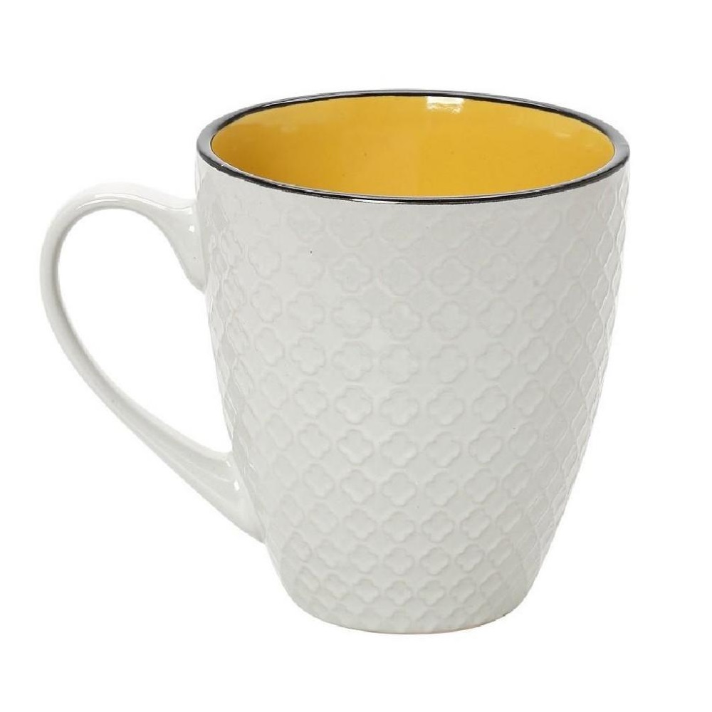 Κούπα Jumbo Stoneware 560ml Κρεμ-Κίτρινη Με Μαύρο Στόμιο Φ10,2xH11,2cm Cookie Delight Espiel HUN406 - 1