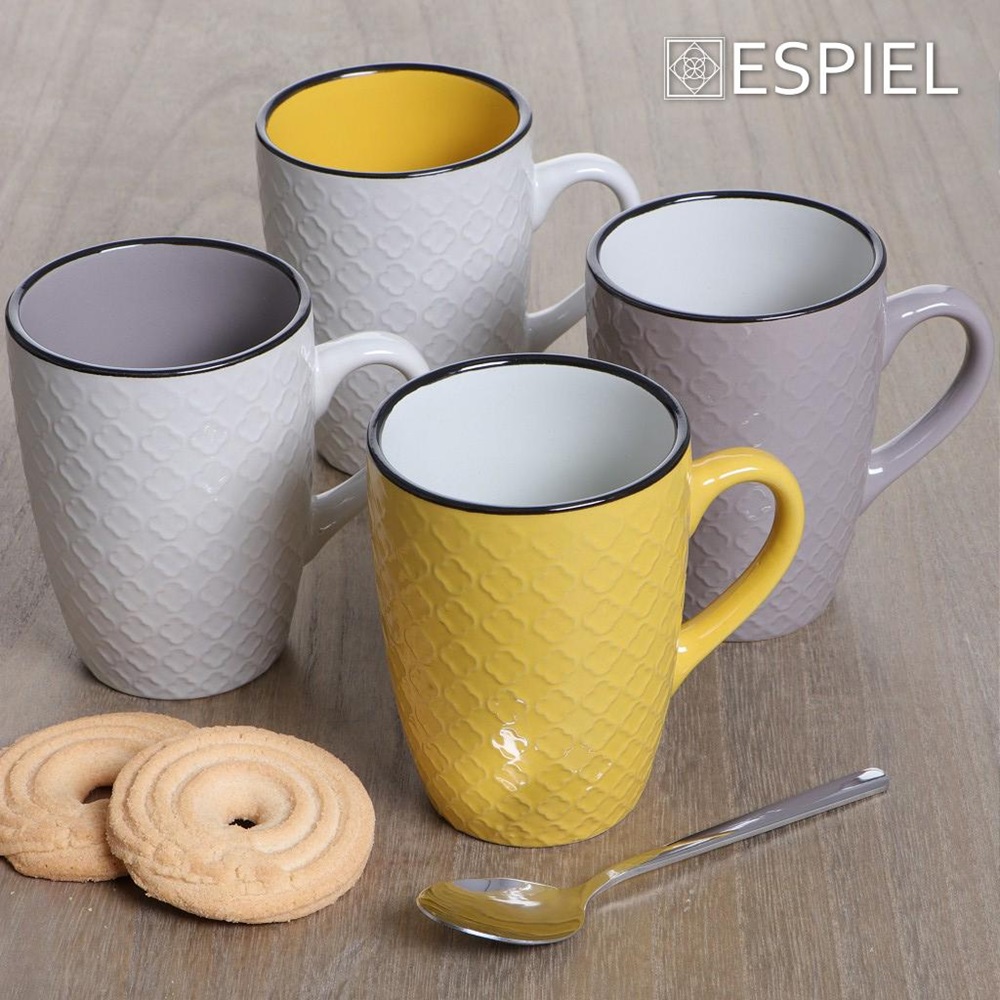 Κούπα Jumbo Stoneware 560ml Κρεμ-Κίτρινη Με Μαύρο Στόμιο Φ10,2xH11,2cm Cookie Delight Espiel HUN406 - 2