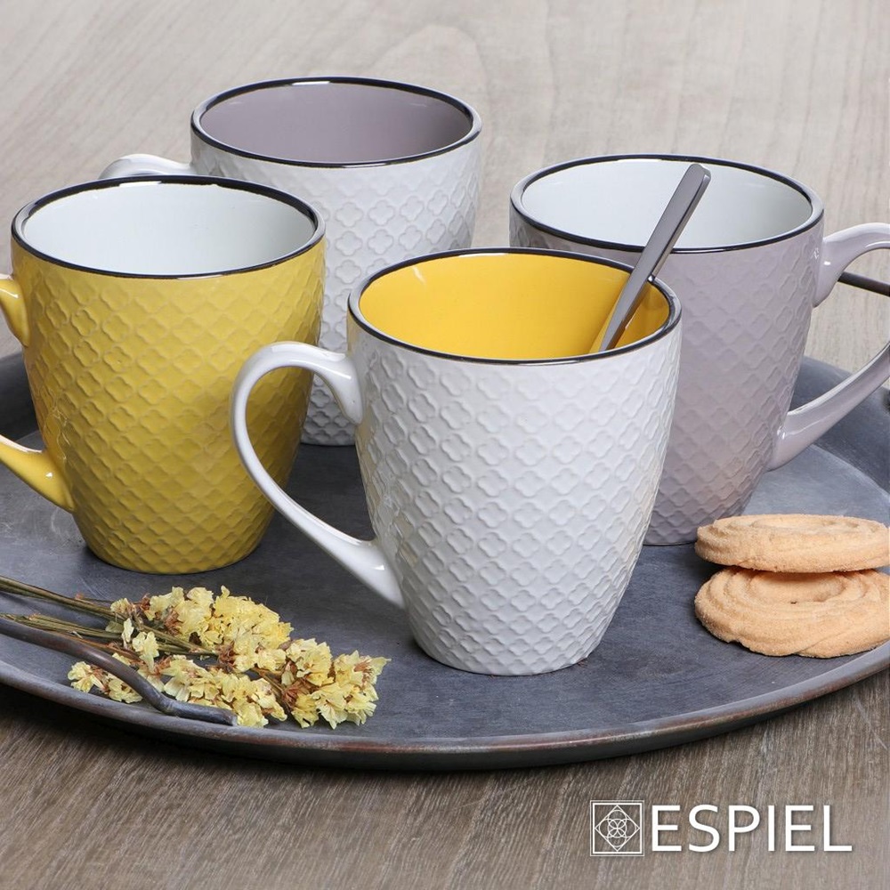 Κούπα Jumbo Stoneware 560ml Κρεμ-Κίτρινη Με Μαύρο Στόμιο Φ10,2xH11,2cm Cookie Delight Espiel HUN406 - 3