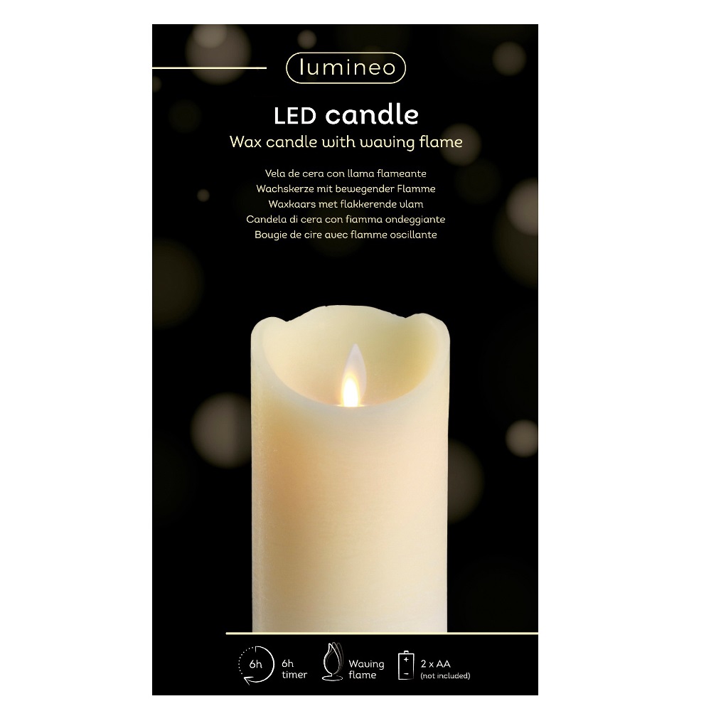 Κερί Led με Λυχνία Που Κυματίζει Φ7,5xH12,5cm Βeige Lumineo 480606 - 4