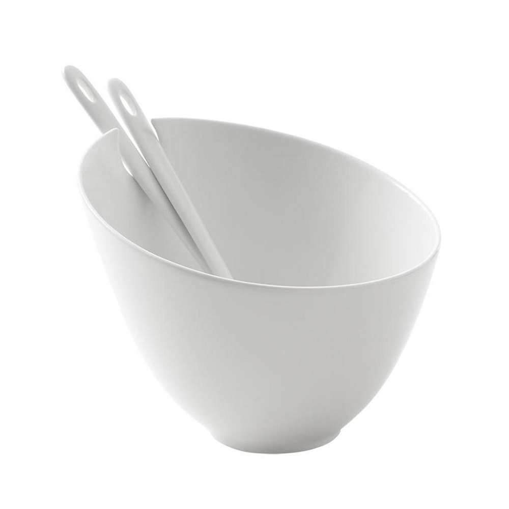 Σαλατιέρα Πορσελάνης Στρογγυλή Φ20xH17cm Με 2 Κουτάλες Classic Espiel WEM102 - 1