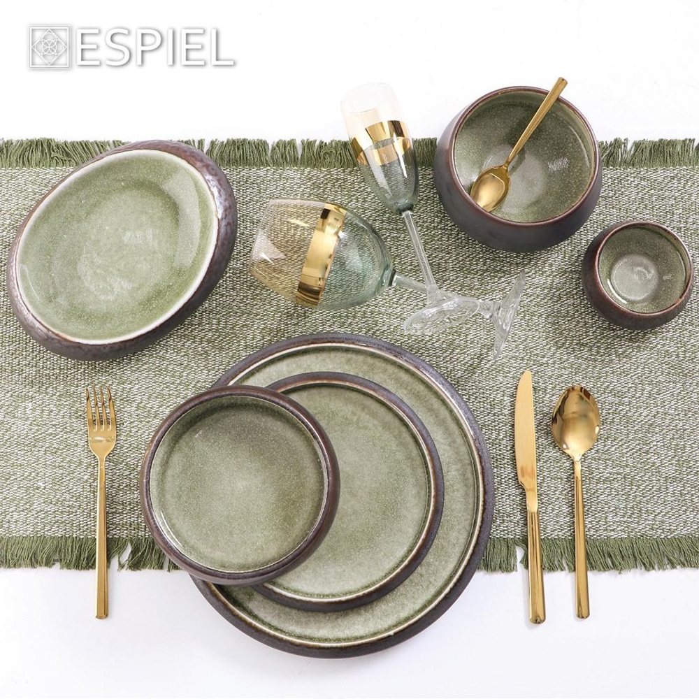 Μπολ Πορσελάνης Κωνικό Πράσινο - Καφέ Φ20,5xH10cm Pebble Espiel GMT104 - 2