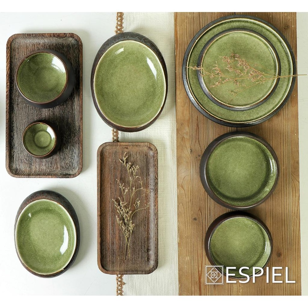 Μπολ Πορσελάνης Κωνικό Πράσινο - Καφέ Φ20,5xH10cm Pebble Espiel GMT104 - 5