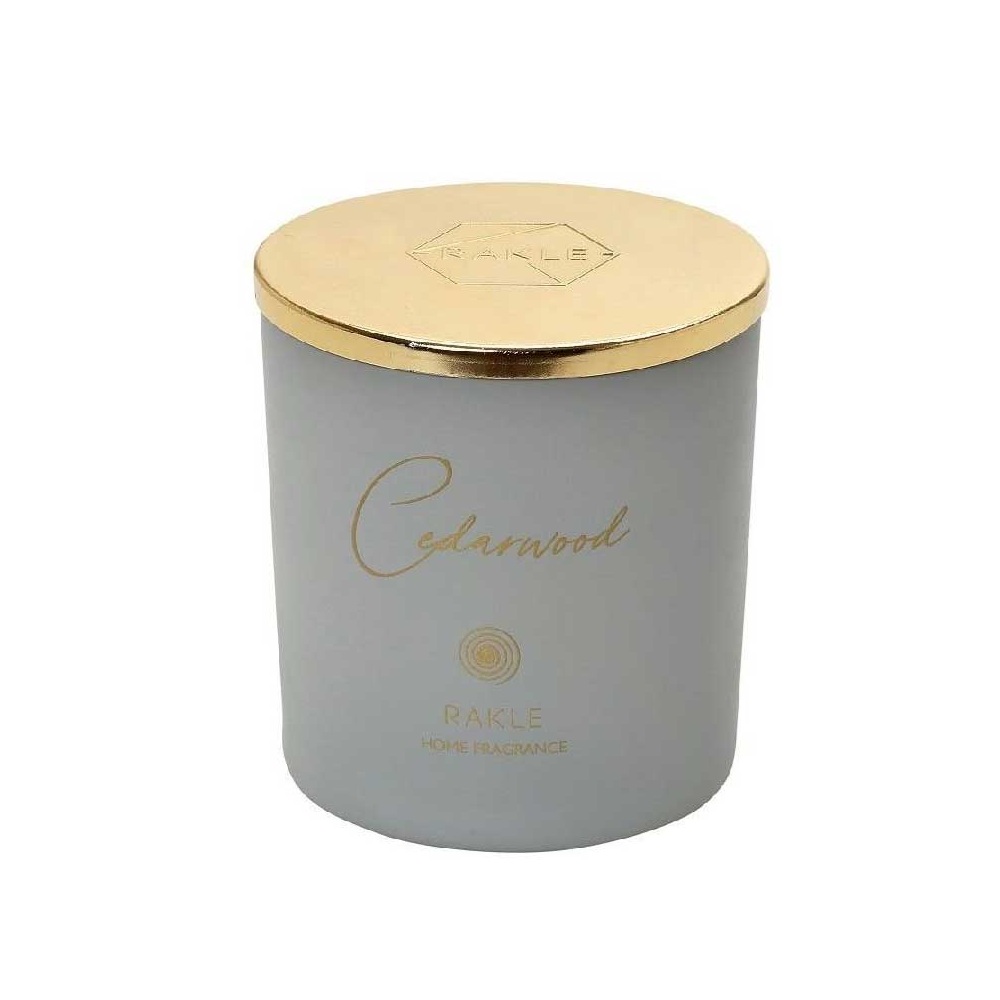 Αρωματικό Κερί με Καπάκι Γκρι-Χρυσό Cedarwood 6.8x6.8x8εκ Espiel RAB434K6 - 