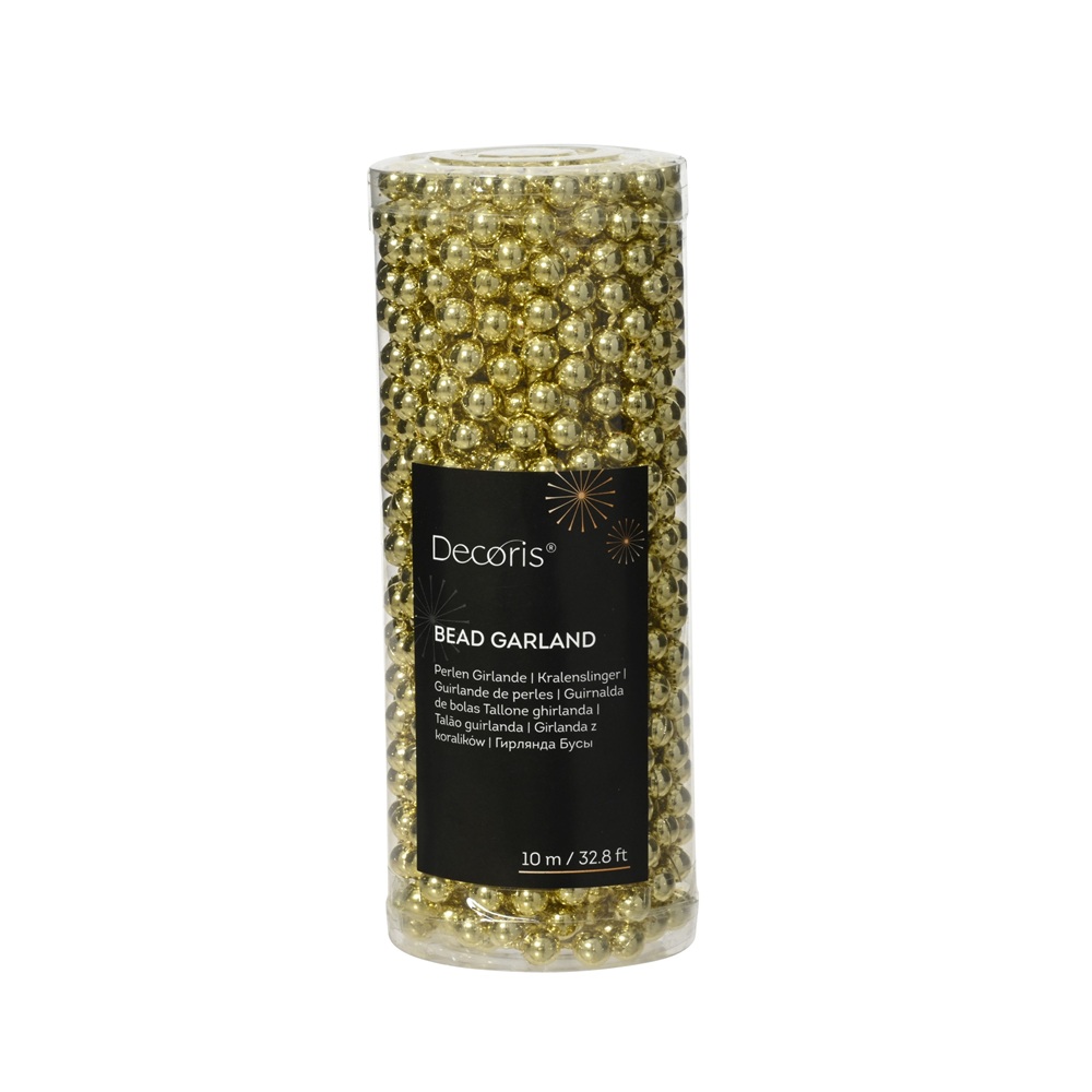 Γιρλάντα Διακοσμητική Μεταλλιζέ με Χάντρες 10m Πολυστυρένιο Χρυσό Decoris 000566 - 1