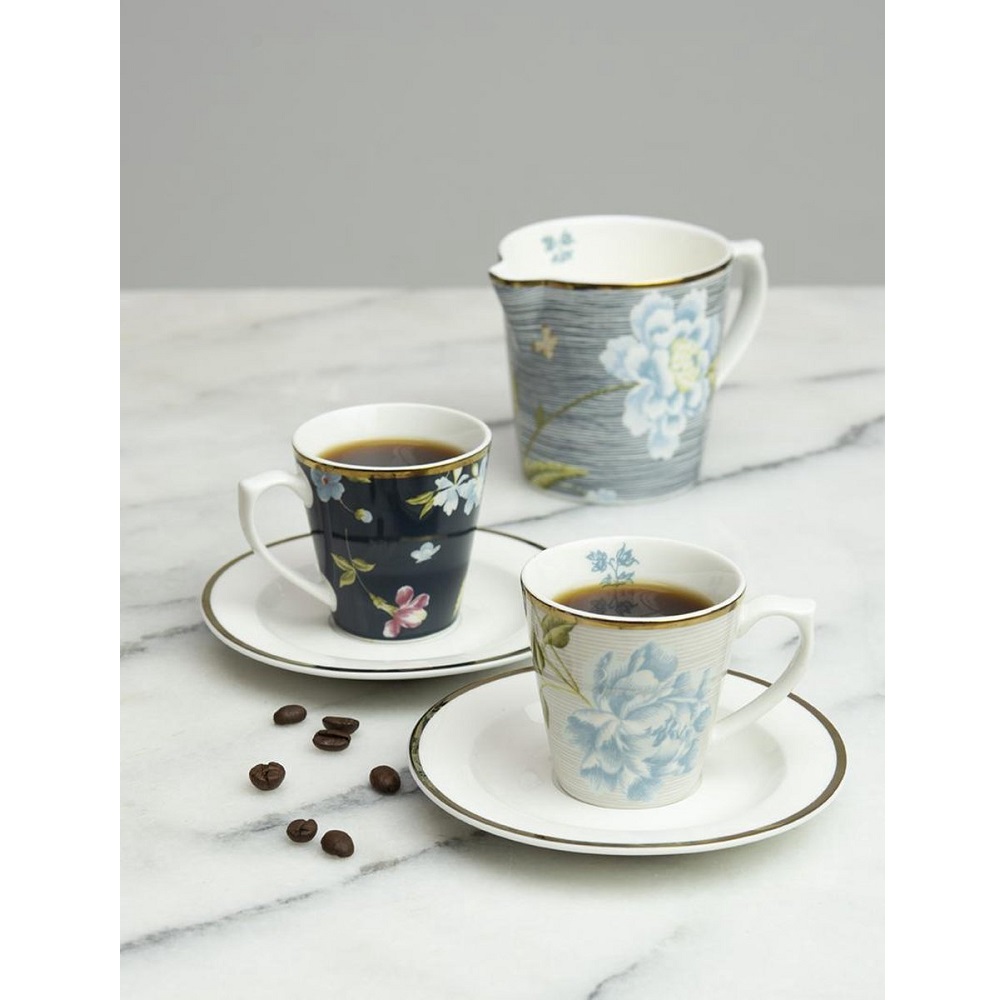 Φλιτζανάκι Espresso 90ml Με Πιατάκι Φ12cm Πορσελάνης Cobbletone Pinstripe Heritage Laura Ashley LA181227 - 2