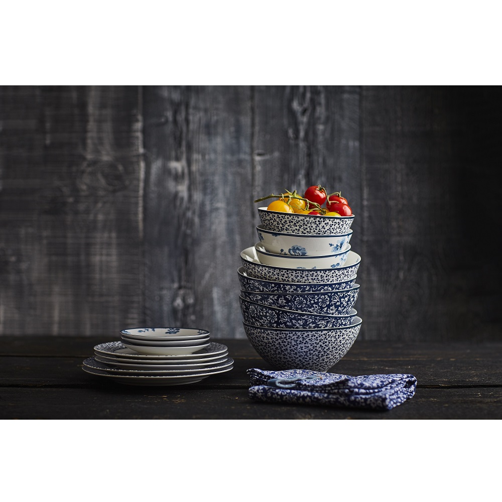 Μπολάκι Πορσελάνης Στρογγυλό Φ9xH4,7cm 150ml Άσπρο-Μπλε Candy Stripe Blueprint Laura Ashley LA179358 - 3