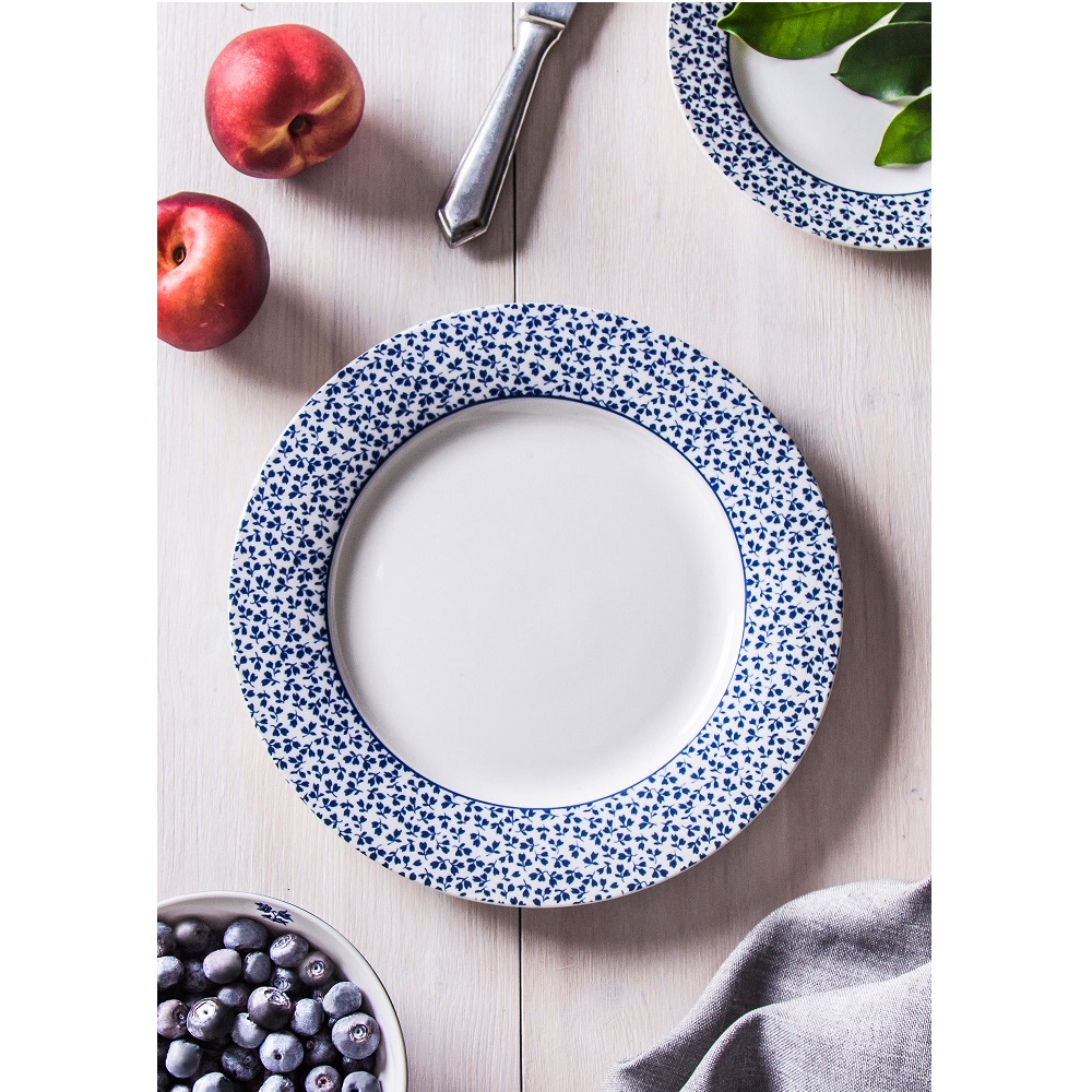 Πιάτο Ρηχό Πορσελάνης Στρογγυλό Φ23cm Λευκό – Μπλε Floris Blueprint Laura Ashley LA179353 - 3