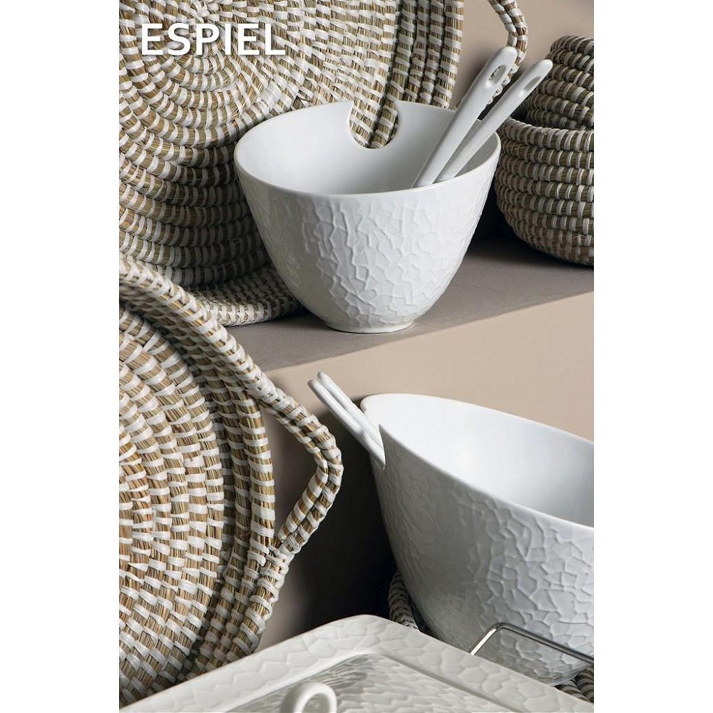 Σαλατιέρα Πορσελάνης Στρογγυλή Φ24xH19cm "Τσαλακωμένη" Με 2 Κουτάλες Crumpled Espiel WEM701 - 2