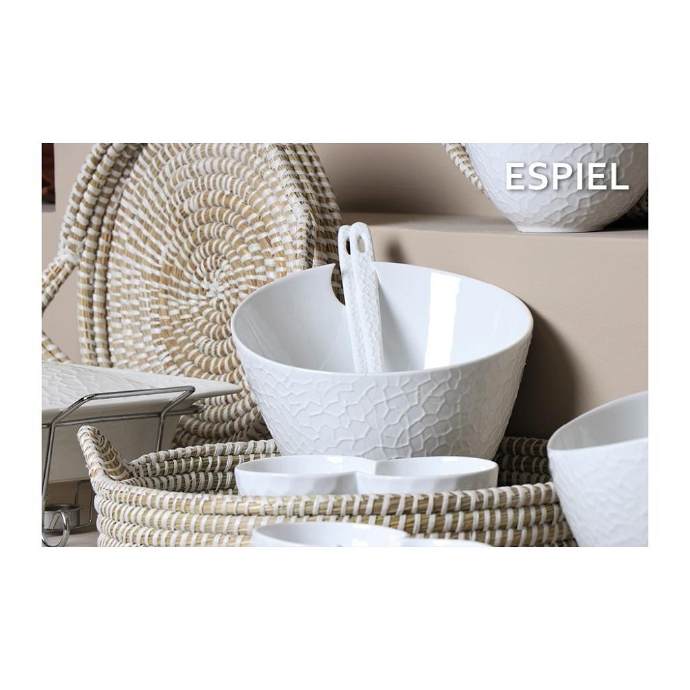 Σαλατιέρα Πορσελάνης Στρογγυλή Φ24xH19cm "Τσαλακωμένη" Με 2 Κουτάλες Crumpled Espiel WEM701 - 4